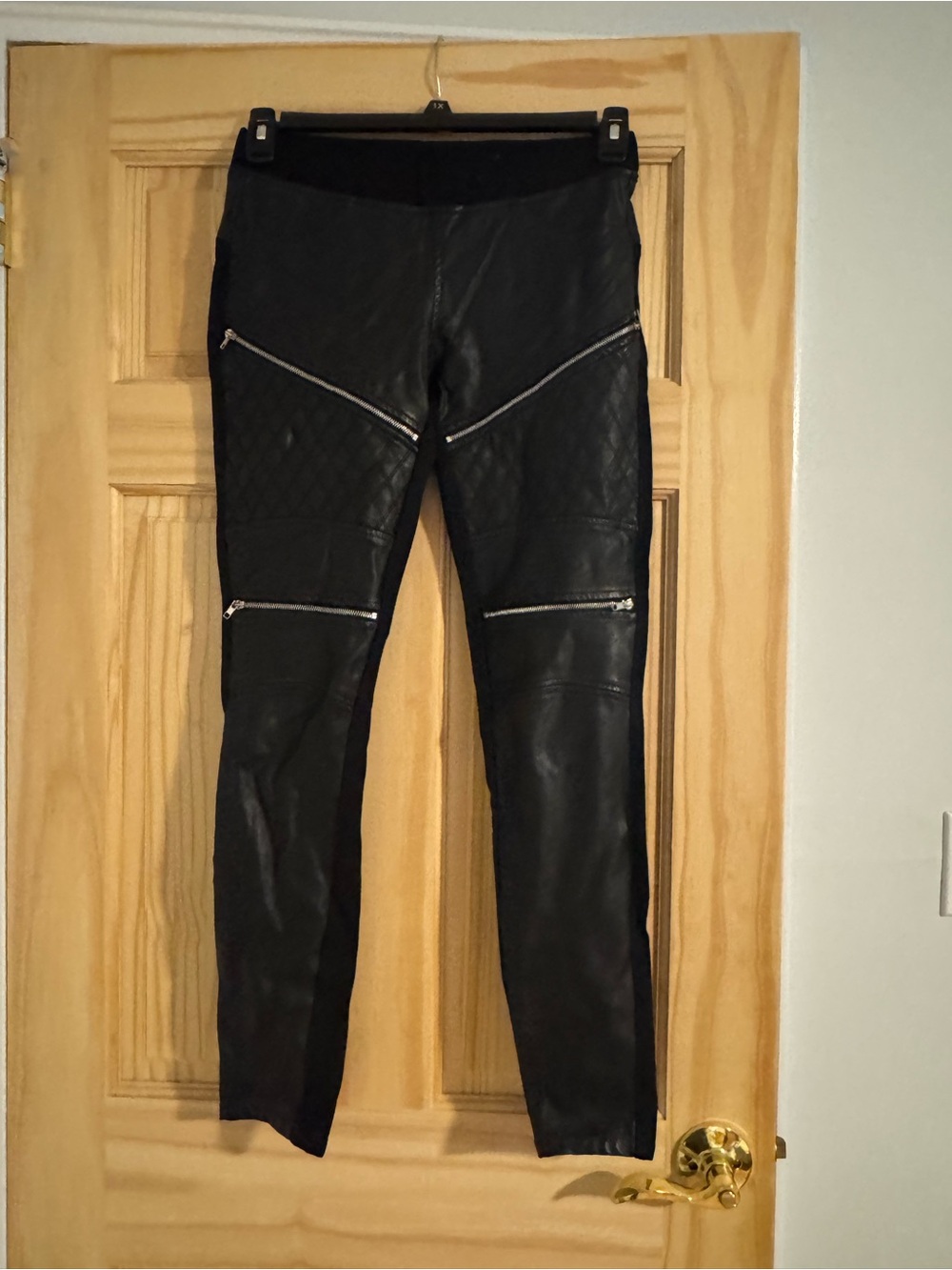Blank NYC Black Quilted Skinny Jeans with Moto Zippers